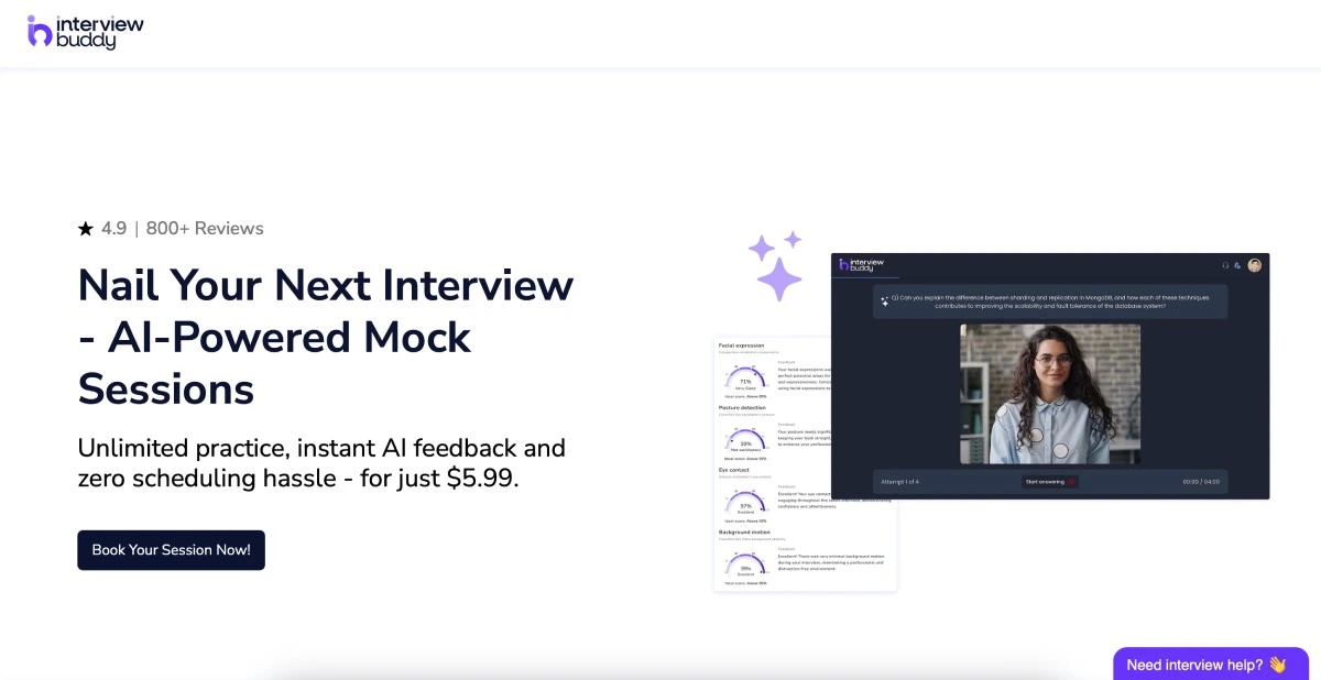 InterviewBuddy visa interview practice platform with AI and expert coaching options