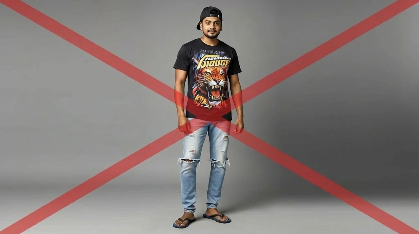 What not to wear to visa interview - men casual clothes